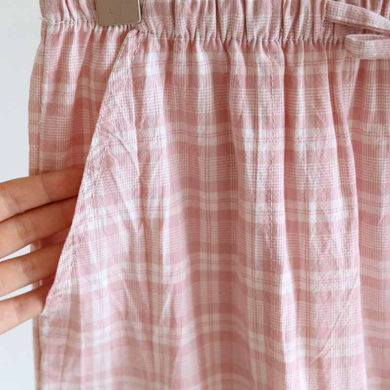 Pantaloni de pijama pentru cupluri, bărbați și femei, cu design în carouri, pantaloni lungi din bumbac, toamnă, stil subțire, pantaloni de pijama pentru cupluri largi