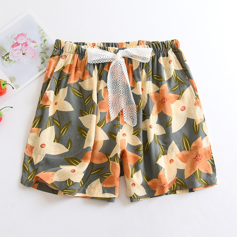 Pantaloni de pijama Pantaloni scurți din bumbac de vară pentru damă, cu secțiune subțire, pantaloni largi de mărime mare, cu aer condiționat, haine de acasă pentru femei, pantaloni de plajă