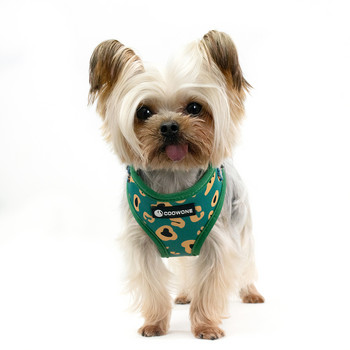 Collarlogo Ρυθμιζόμενο κολάρο για σκύλους κατοικίδιων ζώων Ανθεκτικό μαλακό χαριτωμένο λουρί με σχέδιο πράσινης λεοπάρδαλης λουρί Νεοπρενίου λουρί για τσάντες κακών