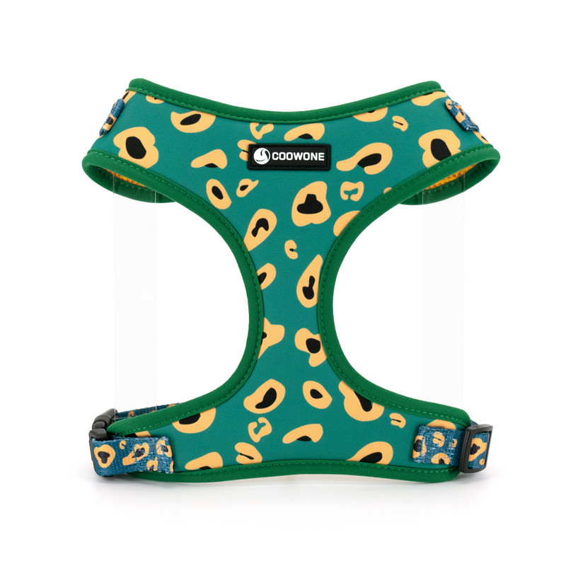 Collarlogo Ρυθμιζόμενο κολάρο για σκύλους κατοικίδιων ζώων Ανθεκτικό μαλακό χαριτωμένο λουρί με σχέδιο πράσινης λεοπάρδαλης λουρί Νεοπρενίου λουρί για τσάντες κακών