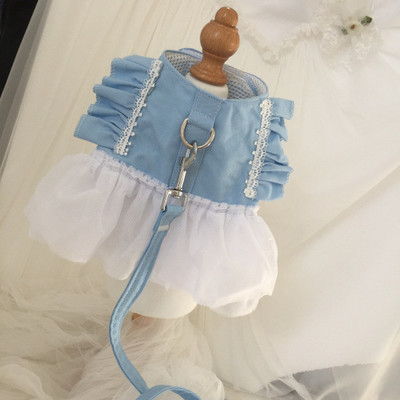 Φούστα Princess Dog φανελάκι με Leah Cute Collar φόρεμα για σκύλους για μικρά σκυλιά Σετ λουριών για σκύλους κατοικίδιων γατών Κοστούμια για κουτάβι