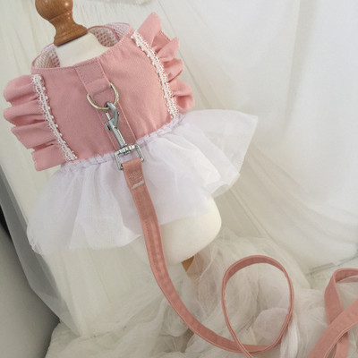 Φούστα Princess Dog φανελάκι με Leah Cute Collar φόρεμα για σκύλους για μικρά σκυλιά Σετ λουριών για σκύλους κατοικίδιων γατών Κοστούμια για κουτάβι