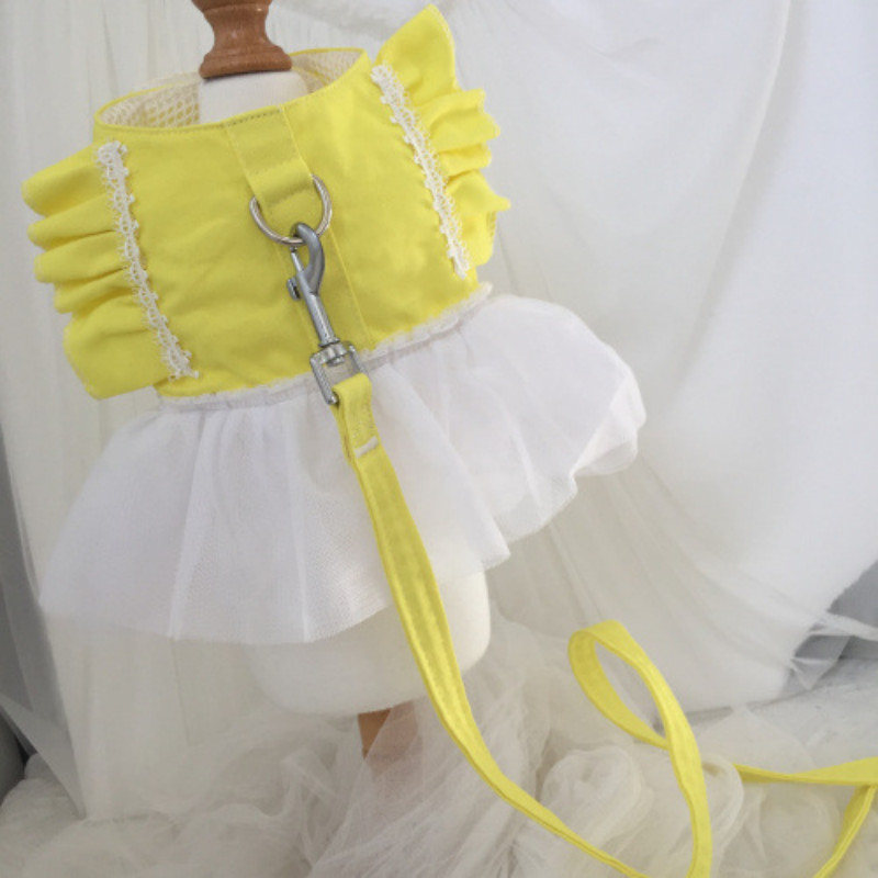 Φούστα Princess Dog φανελάκι με Leah Cute Collar φόρεμα για σκύλους για μικρά σκυλιά Σετ λουριών για σκύλους κατοικίδιων γατών Κοστούμια για κουτάβι