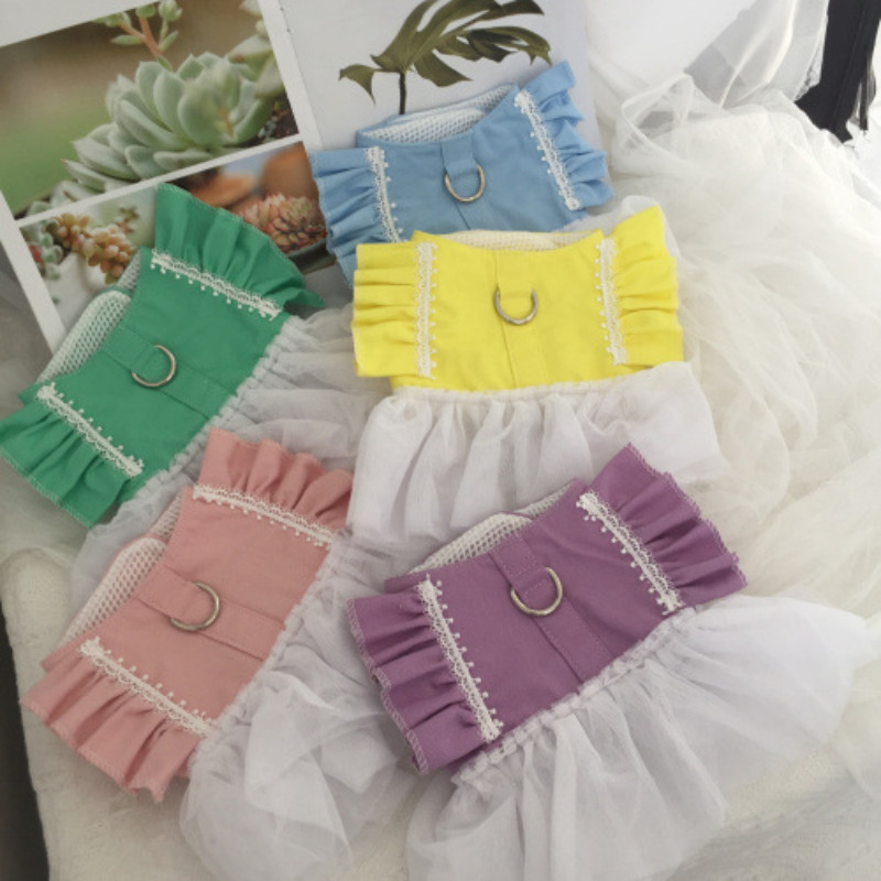 Φούστα Princess Dog φανελάκι με Leah Cute Collar φόρεμα για σκύλους για μικρά σκυλιά Σετ λουριών για σκύλους κατοικίδιων γατών Κοστούμια για κουτάβι