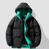 Jachetă de iarnă pentru bărbați Jachetă ocazională cu glugă, rezistentă la vânt, caldă, îngroșată Jachete ușoare căptușite pentru bărbați мужская зимняя куртка