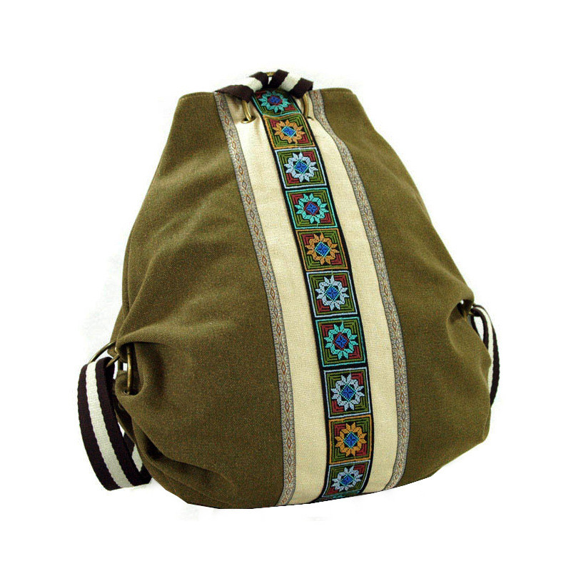 2022. aasta naiste lõuendist seljakott Kvaliteetne etnilise stiiliga lilltikandid Tüdrukute koolikott, mood Lihtne naiste reisikott Naiste kotid