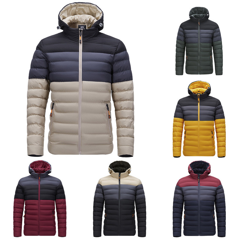 Meeste talvejope Pehme kapuutsiga jope tõmblukuga pikkade varrukatega õhuke mantel, veekindel mantel Kerge polsterdatud jakid meestele