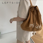 LEFTSIDE Fashion Letter Design Rucsac cu șnur pentru femei Kawaii Canvas Y2k Rucsac pentru femei Călătorii Cumpărături Rucsac pentru fete