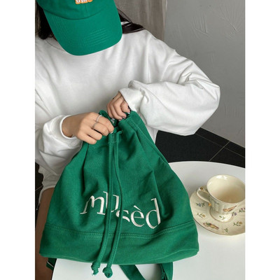 LEFTSIDE Fashion Letter Design Rucsac cu șnur pentru femei Kawaii Canvas Y2k Rucsac pentru femei Călătorii Cumpărături Rucsac pentru fete