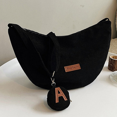 Γυναικεία Casual Crescent Τσάντα Ρυθμιζόμενο λουράκι Κοτλέ τσάντα χιαστί Ελαφρύ τσαντάκι με φερμουάρ και τσάντα κερμάτων για κορίτσι τσάντα