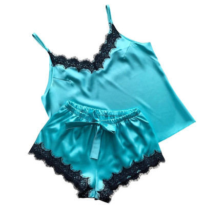 Seksikas naistepesu Suures suuruses satiinpitsist V-kaelusega Camisole Bowknot lühikesed püksid magamisriided pidžaama pesu нижнее бельё женское