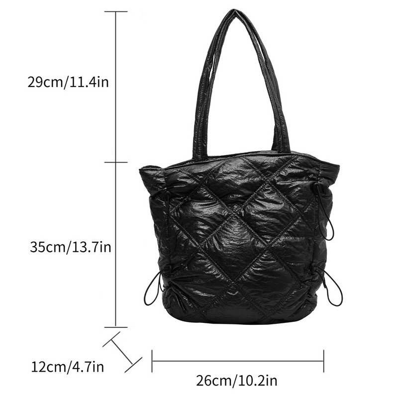 Geantă de umăr puf pentru femei, geantă de mână simplă, de culoare solidă, cu mâner de sus