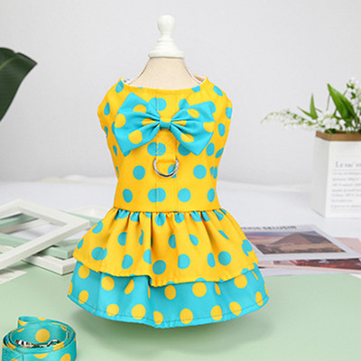 Φιόγκο Σετ λουλουδιών και λουλουδιών λουλουδάτο φλοράλ καλοκαιρινό φόρεμα για μικρά σκυλιά Γιλέκο κουταβιού για γάτα Teddy Bichon Yorkies Ρούχα Pet Princess Φούστα