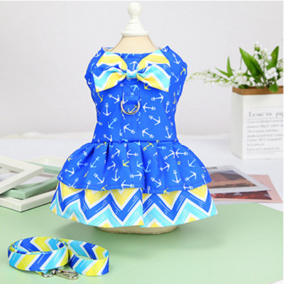 Φιόγκο Σετ λουλουδιών και λουλουδιών λουλουδάτο φλοράλ καλοκαιρινό φόρεμα για μικρά σκυλιά Γιλέκο κουταβιού για γάτα Teddy Bichon Yorkies Ρούχα Pet Princess Φούστα