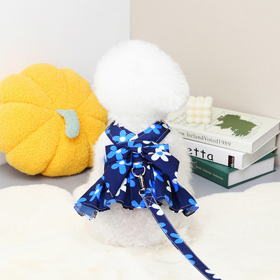 Φιόγκο Σετ λουλουδιών και λουλουδιών λουλουδάτο φλοράλ καλοκαιρινό φόρεμα για μικρά σκυλιά Γιλέκο κουταβιού για γάτα Teddy Bichon Yorkies Ρούχα Pet Princess Φούστα