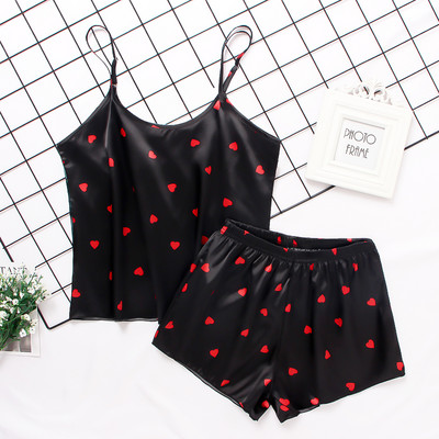 Γυναικείο σατέν μεταξωτό δαντέλα Cami σορτς εσώρουχα Πιτζάμες Σετ καλοκαιρινές γυναικείες πιτζάμες σετ δύο τεμαχίων πιτζάμα για γυναίκα