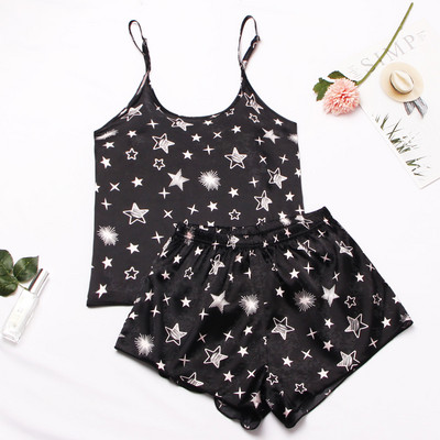 Γυναικείο σατέν μεταξωτό δαντέλα Cami σορτς εσώρουχα Πιτζάμες Σετ καλοκαιρινές γυναικείες πιτζάμες σετ δύο τεμαχίων πιτζάμα για γυναίκα