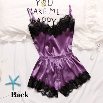 Γυναικείο σατέν μεταξωτό δαντέλα Cami σορτς εσώρουχα Πιτζάμες Σετ καλοκαιρινές γυναικείες πιτζάμες σετ δύο τεμαχίων πιτζάμα για γυναίκα