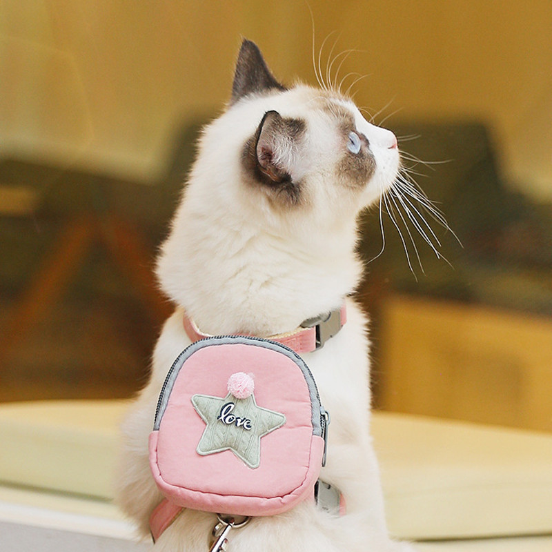 CAWAYI KENNEL Ζωγραφιά κατοικίδιων ζώων + σετ λουριών Εκπαίδευση Οδηγοί βάδισης για μικρές γάτες Σκύλους Ρυθμιζόμενο λουρί γιακά λουριών σετ με τσάντα