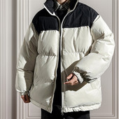 Χειμερινό μπουφάν από βαμβακερό και χοντρό πουκάμισο Χαλαρό μοδάτο μπουφάν φωτεινό πρόσωπο για άντρες Παλτό επαγγελματικό παλτό φούτερ εξωτερικού χώρου