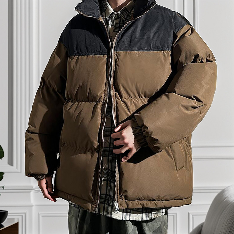 Χειμερινό μπουφάν από βαμβακερό και χοντρό πουκάμισο Χαλαρό μοδάτο μπουφάν φωτεινό πρόσωπο για άντρες Παλτό επαγγελματικό παλτό φούτερ εξωτερικού χώρου