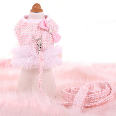 Σετ λουριών και λουριών λουριών πριγκίπισσας για μικρό σκύλο Φθινόπωρο/Χειμώνα Τσιουάουα χαριτωμένο γιλέκο σκύλου για περπάτημα