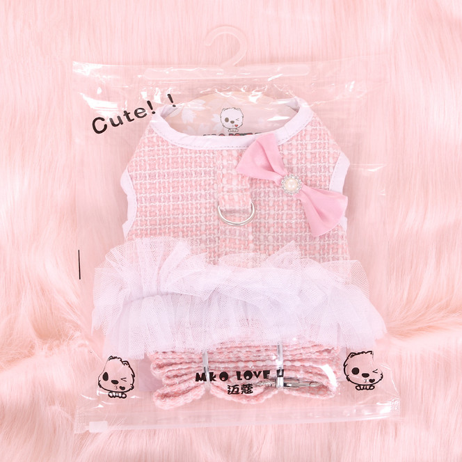 Σετ λουριών και λουριών λουριών πριγκίπισσας για μικρό σκύλο Φθινόπωρο/Χειμώνα Τσιουάουα χαριτωμένο γιλέκο σκύλου για περπάτημα