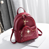 TRAVEASY 2023 Fashion Rivet Mini Backpack Summer Girls School Backpack Κορεατική PU Δερμάτινη μονόχρωμη γυναικεία τσάντες αγορών