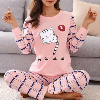 Дамски пролетни есенни нови пижами с дълги ръкави Ежедневни големи размери Сладки анимационни пижами Дамски ежедневни домашни дрехи Костюм