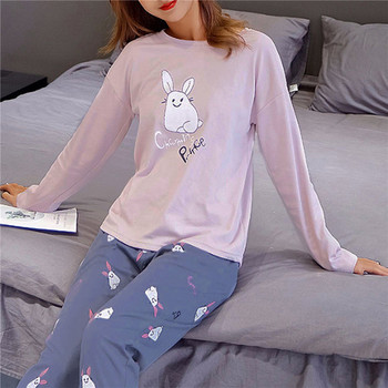 Дамски пролетни есенни нови пижами с дълги ръкави Ежедневни големи размери Сладки анимационни пижами Дамски ежедневни домашни дрехи Костюм