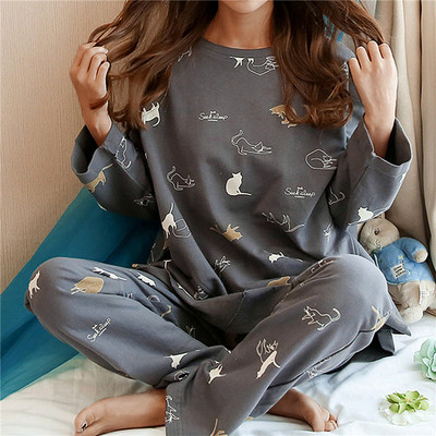 Naiste kevadsügis uued pikkade varrukatega püksid pidžaamad vabaaja suured armsad multifilmid pidžaamad naiste vabaaja koduriided ülikond