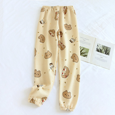 Φθινόπωρο/Χειμώνας 2023 Νέο γυναικείο παντελόνι ύπνου από καθαρό βαμβάκι Παχύ σάντουιτς Ζεστό χαριτωμένο σπίτι παντελόνι χαλαρό μεγάλο καθημερινό παντελόνι