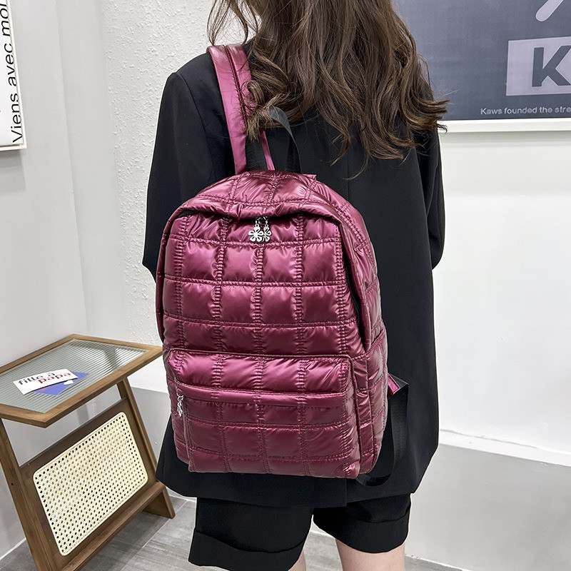 2023 Winter Ultra Light Space Down Γυναικείο σακίδιο πλάτης καπιτονέ καρό γυναικεία σχολικά σακίδια Τσάντες για γυναίκες κορίτσια