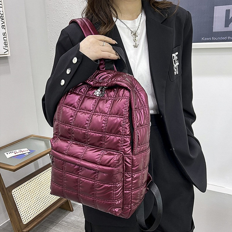 2023 Winter Ultra Light Space Down Γυναικείο σακίδιο πλάτης καπιτονέ καρό γυναικεία σχολικά σακίδια Τσάντες για γυναίκες κορίτσια
