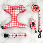Collarlogo Ρυθμιζόμενο κολάρο σκυλιών κατοικίδιων ζώων Ανθεκτικό μαλακό δημιουργικό ροζ λευκό καρό λουρί Λουρί από νεοπρένιο λουρί για τσάντες με κακάο