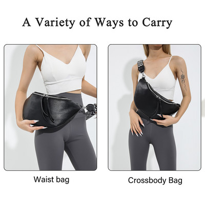 Γυναικεία τσάντα μέσης Crescent Ευέλικτη δερμάτινη τσάντα στήθους Μόδα φερμουάρ Τσάντα ώμου Φαρδιά ρυθμιζόμενο λουράκι τσάντα ταξιδιού