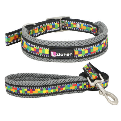 Ανακλαστικό κολάρο σκύλου με ρυθμιζόμενο εμπριμέ πλέγμα νάιλον ανθεκτικό κολάρο σκύλου για μικρά μεσαία μεγάλα κατοικίδια Σετ λουριά κολάρων