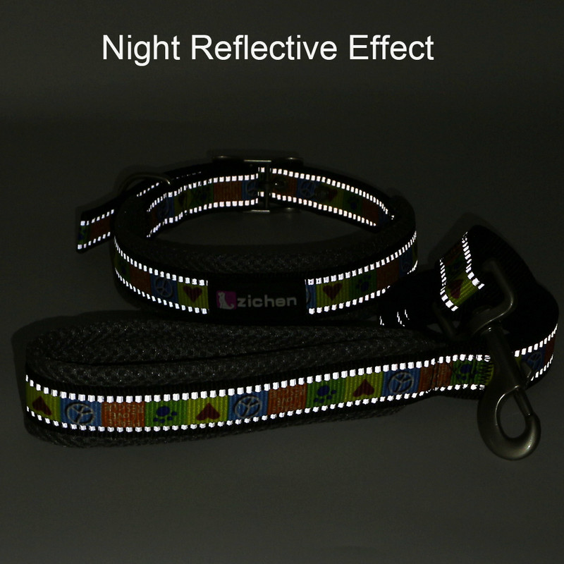 Ανακλαστικό κολάρο σκύλου με ρυθμιζόμενο εμπριμέ πλέγμα νάιλον ανθεκτικό κολάρο σκύλου για μικρά μεσαία μεγάλα κατοικίδια Σετ λουριά κολάρων