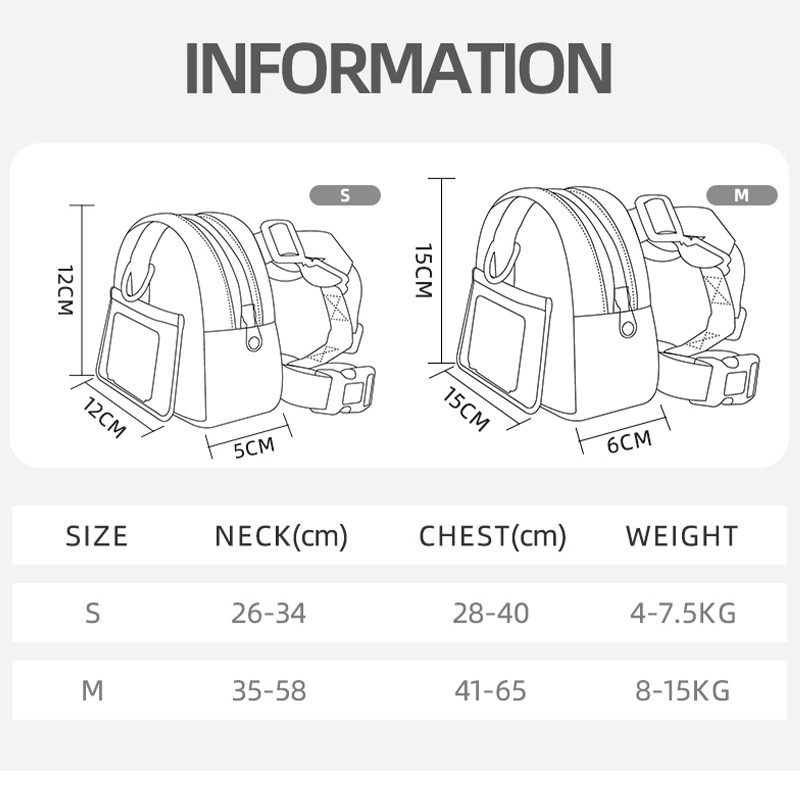 Ham pentru câini de companie cu geantă Geantă impermeabilă pentru set de ham și lesă pentru cățeluși, pisici, gustări de călătorie în aer liber, rucsac, accesorii pentru câini