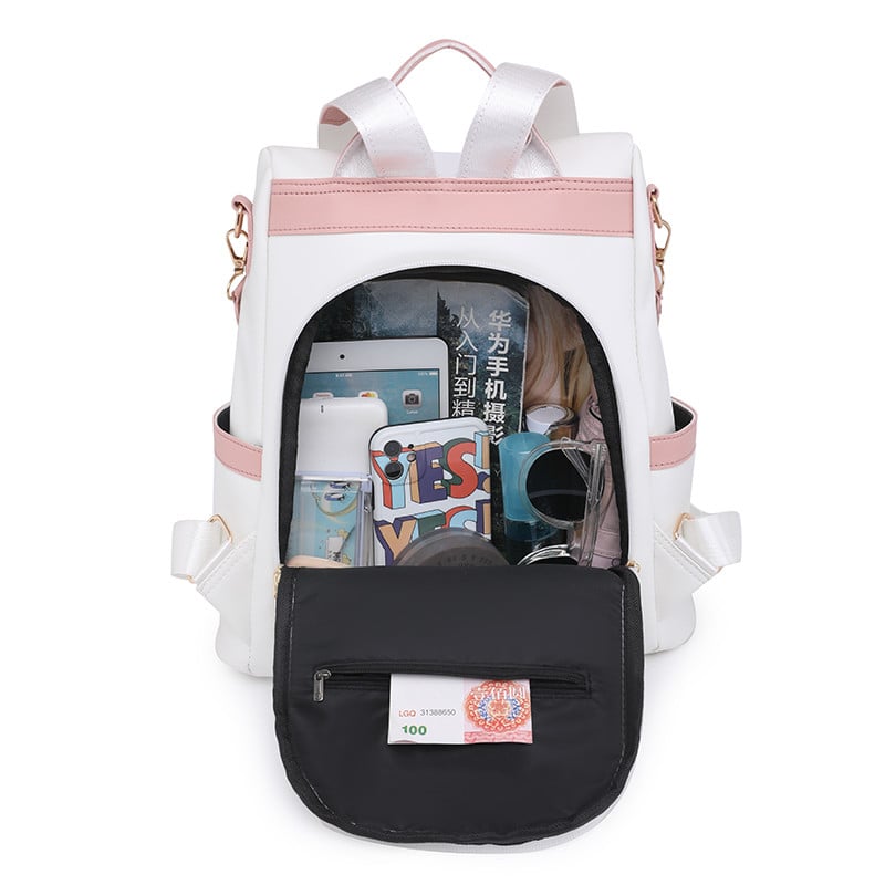 Moodne PU-nahast disainiga seljakott tüdrukute koolikott, suur mahutavus, vaba aeg, vargusvastane seljakott naiste reisiseljakott Mochilas