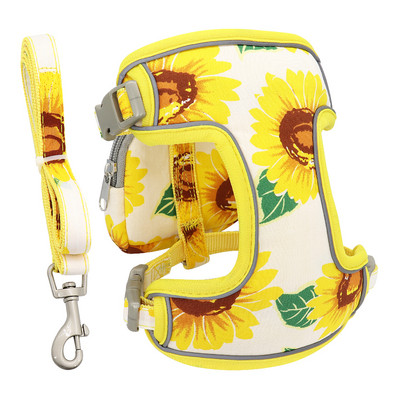 Λουρί για σκύλο για κουτάβι με λουρί Νάιλον για σκύλους Εξάρτημα γιλέκου γάτας Όμορφη στάμπα λουλουδιών Τσάντα σνακ για γάτες Μικρά μεσαία σκυλιά