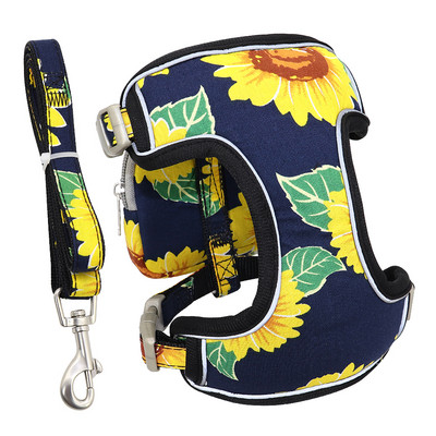 Λουρί για σκύλο για κουτάβι με λουρί Νάιλον για σκύλους Εξάρτημα γιλέκου γάτας Όμορφη στάμπα λουλουδιών Τσάντα σνακ για γάτες Μικρά μεσαία σκυλιά