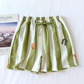 Καλοκαίρι 2023 Νέο γυναικείο σορτς 100% βαμβακερό κρεπ παντελόνι πιτζάμα Γυναικείο λεπτό μεγάλο παντελόνι 3/4 Μαλακό και άνετο παντελόνι για το σπίτι