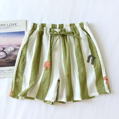 Καλοκαίρι 2023 Νέο γυναικείο σορτς 100% βαμβακερό κρεπ παντελόνι πιτζάμα Γυναικείο λεπτό μεγάλο παντελόνι 3/4 Μαλακό και άνετο παντελόνι για το σπίτι