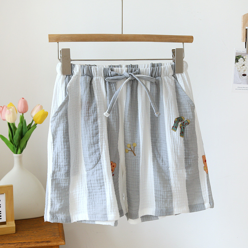 Καλοκαίρι 2023 Νέο γυναικείο σορτς 100% βαμβακερό κρεπ παντελόνι πιτζάμα Γυναικείο λεπτό μεγάλο παντελόνι 3/4 Μαλακό και άνετο παντελόνι για το σπίτι