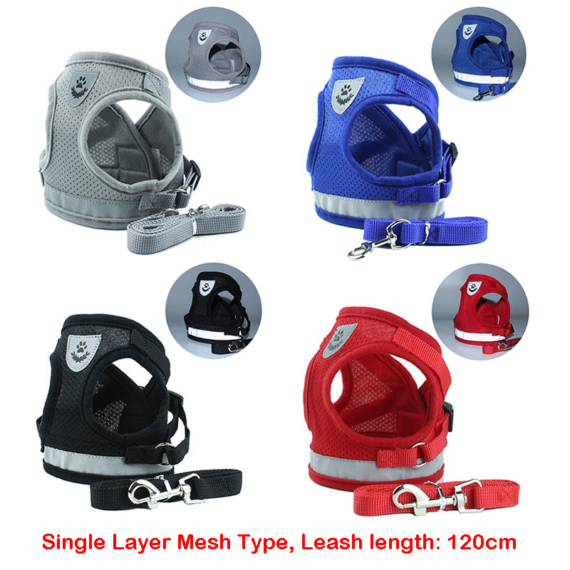 Ανακλαστικό σετ λουριών και λουριών για σκύλους κατοικίδιων ζώων για μικρούς μεσαίους σκύλους Ζώνες κατοικίδιων ζώων Γιλέκο κουταβιού ιμάντα στήθους Pug Bulldog Προμήθειες
