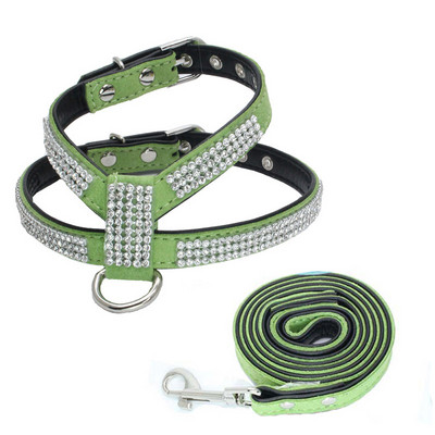 Σετ λουριών με λουρί για σκύλους στρας για μικρούς μεσαίους σκύλους Γιλέκο κουταβιού γάτας από ύφασμα ρυθμιζόμενο δερμάτινο λουρί Τσιουάουα