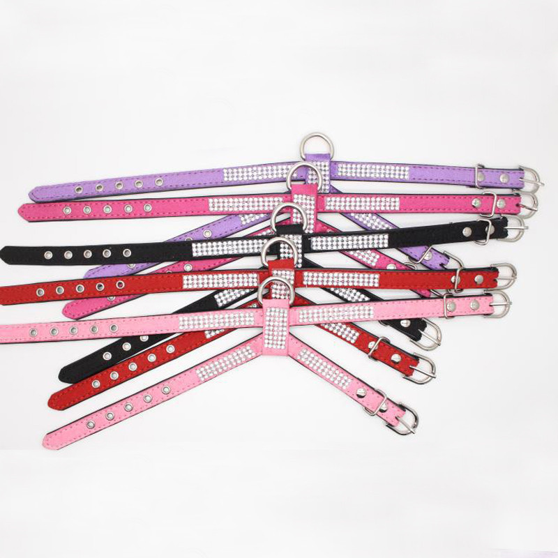 Σετ λουριών με λουρί για σκύλους στρας για μικρούς μεσαίους σκύλους Γιλέκο κουταβιού γάτας από ύφασμα ρυθμιζόμενο δερμάτινο λουρί Τσιουάουα