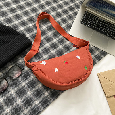 Γυναικεία τσάντα ώμου Crescent Κέντημα κινουμένων σχεδίων Απλό καθημερινό πορτοφόλι Ελαφρύ που κλείνει με φερμουάρ Γυναικεία τσάντα γνωριμιών