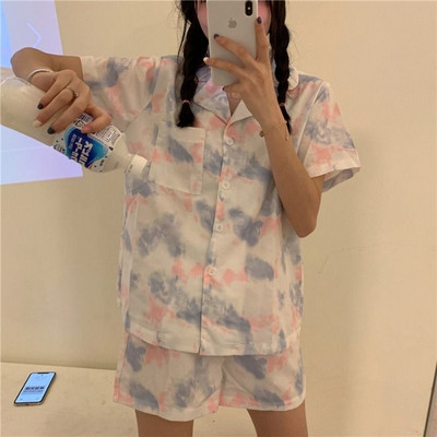 Floral γυναικείες πυτζάμες Πυτζάμες Σορτς Κορεατικά Σαλόνια Πιτζάμα Χαριτωμένα καλοκαιρινά σετ δύο τεμαχίων Νυχτερινό κοστούμι για το σπίτι